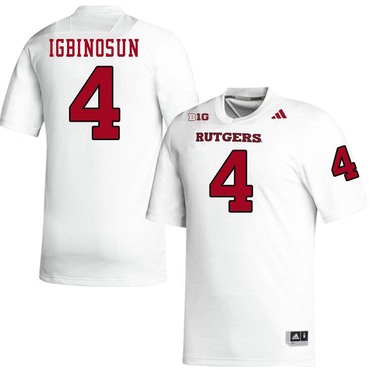 Men #4 Desmond Igbinosun Rutgers Scarlet Knights 2024 College Football Jerseys Stitched-White
